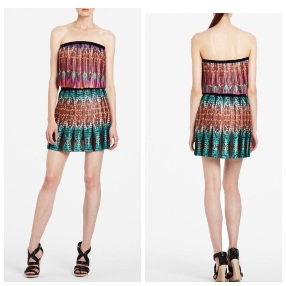 BCBG Maxazria Strapless Pleated Mini Dress